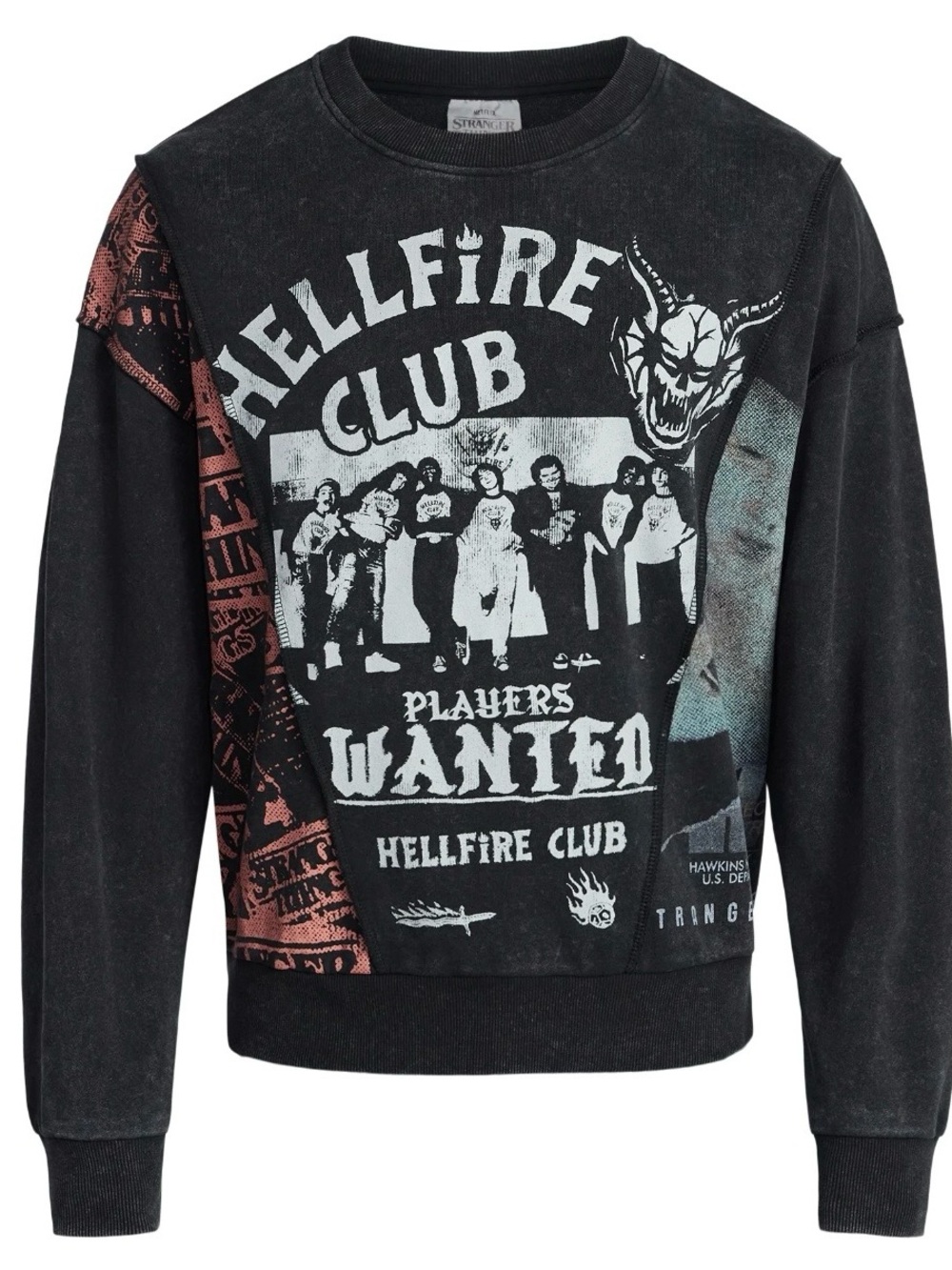 Stranger Things Hellfire Club Graphic Crewneck Sweater - Black